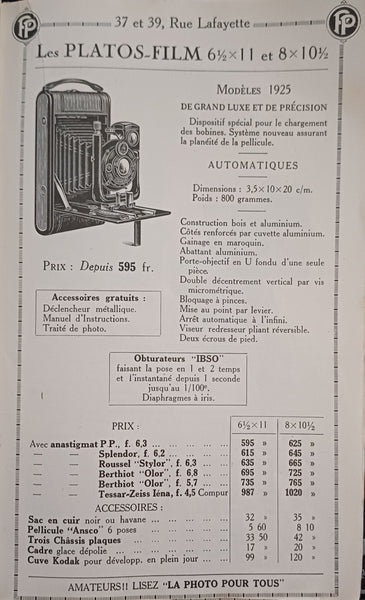 Chambre folding Platos-Film 8x10.5cm Leitz Tessar 12cm f:4,5 Compur- 698003