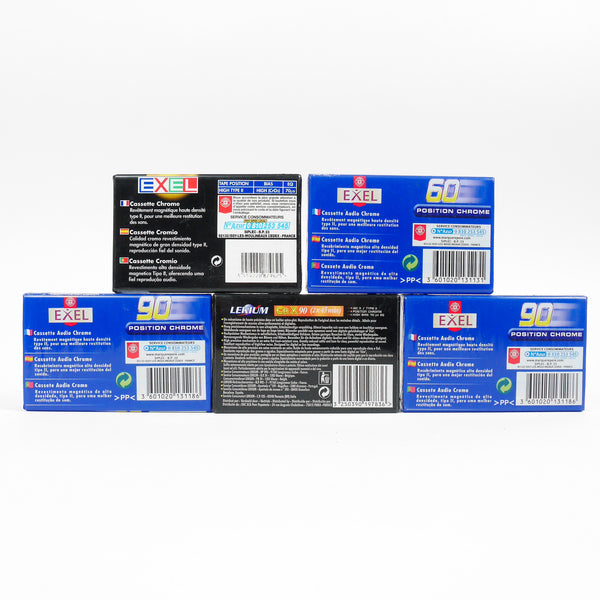 Lot Cassettes Chrome Lexium / Exel C90 x4 + C60 x1 - NOS - Ref 502020