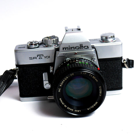Minolta SRT 101 Reflex 24x36 + MC Rokkor PF 50mm f:1.7 Kit complet - Ref 693021