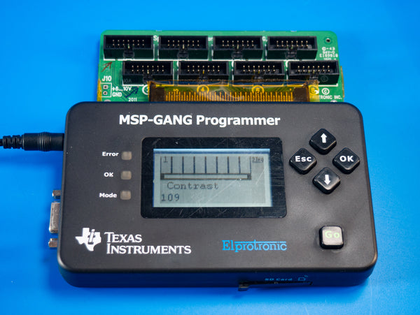 Programador Texas Instruments MSP-GANG (Elprotronic) - Probado OK, con splitter y fuente de alimentación