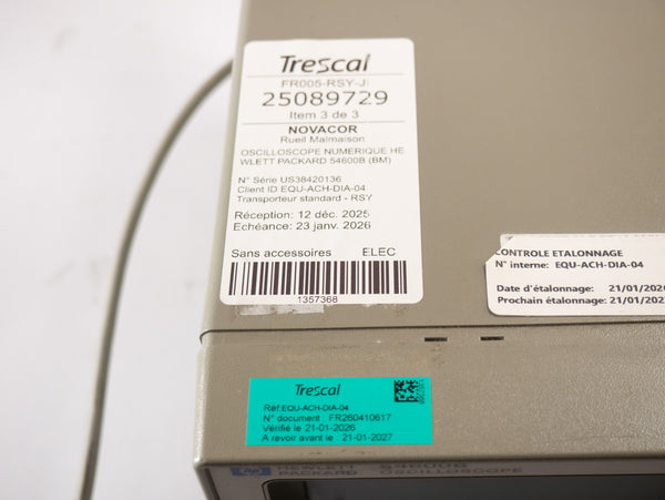 Oscilloscope Hewlett Packard 54600B 100 MHz 2 voies - Testé OK, sans poignée ni sondes