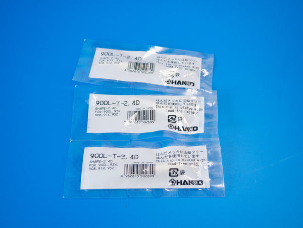 Lote de 3 puntas de soldador Hakko 900L-T-2.4D (para 900L, 934, 908, 914, 952) - Nuevas, bolsas originales