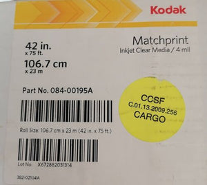 Kodak Matchprint Inkjet Clear Media 4 Mil 42in x 23M transparent roll
